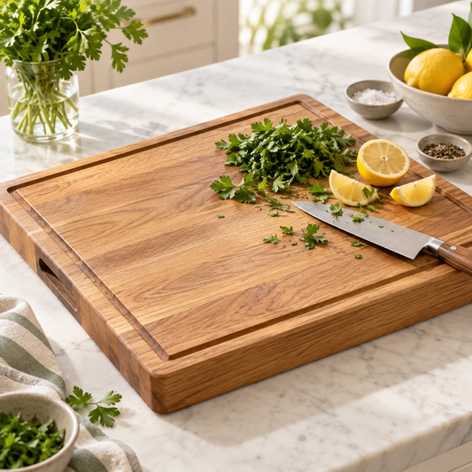 Everyday Prep Cutting Board in a home kitchen setting