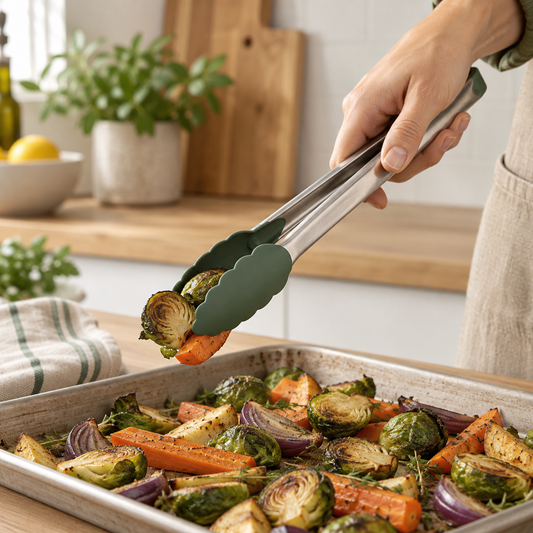 Everyday Kitchen Tongs in a home kitchen setting